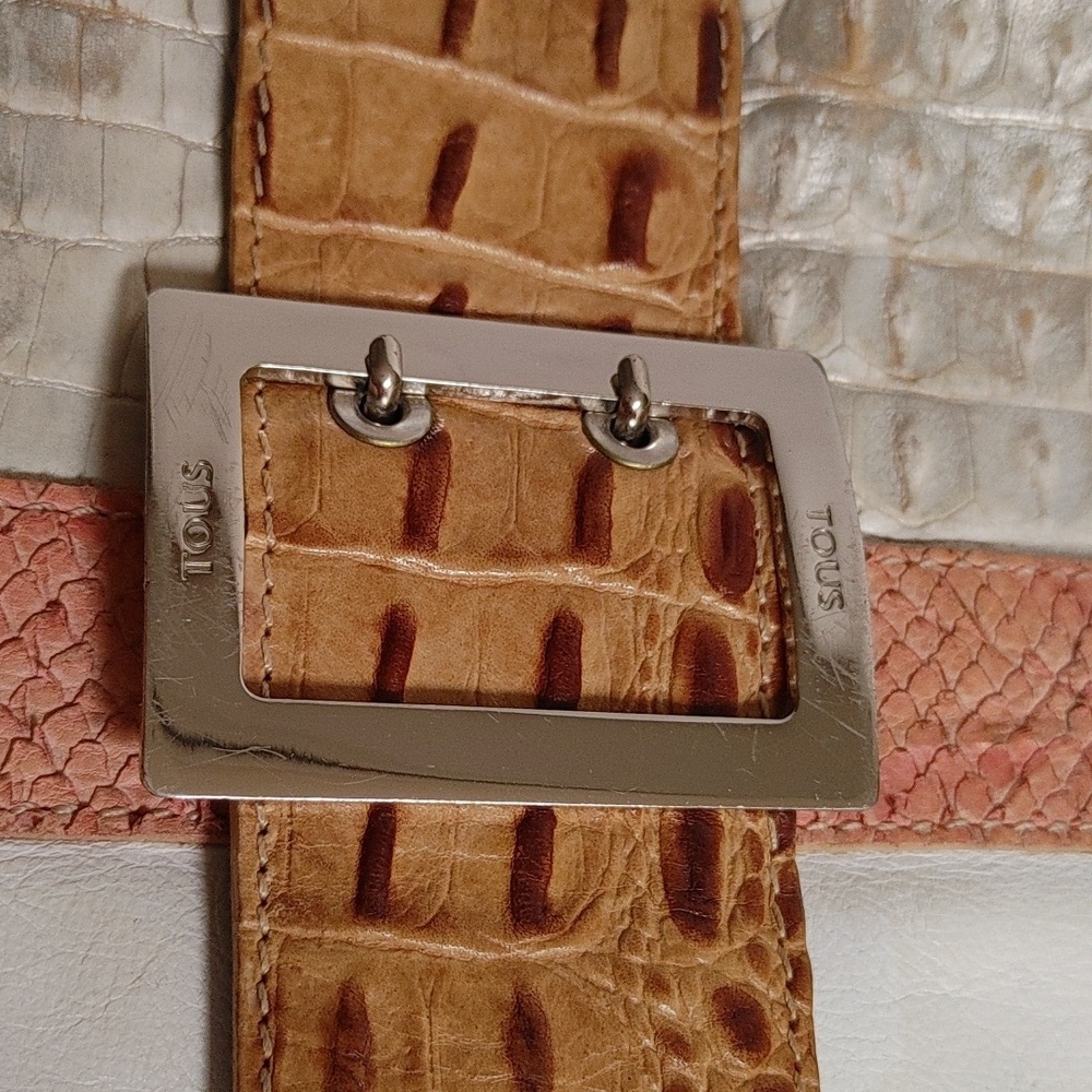 Vintage TOUS Flat Cross Shoulder Cobra & Crocodile Embossed Bag - Picture 4 of 15
